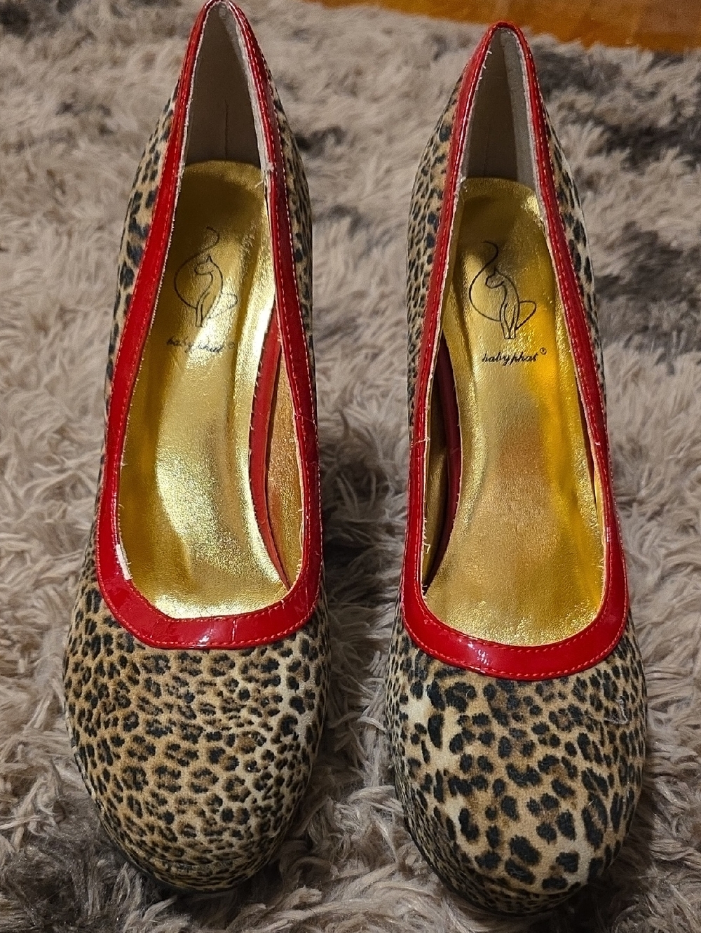 Leopard Print Pumps with Red Trim
